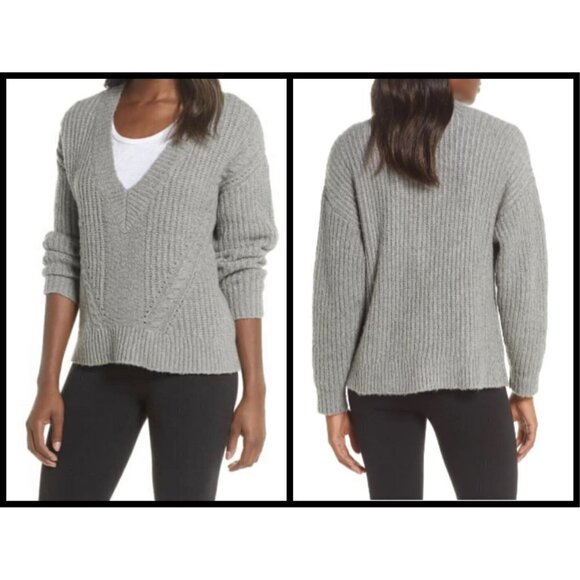 💕UGG💕 Alva Deep V-Neck Sweater Gray Heather NWT - Picture 7 of 16
